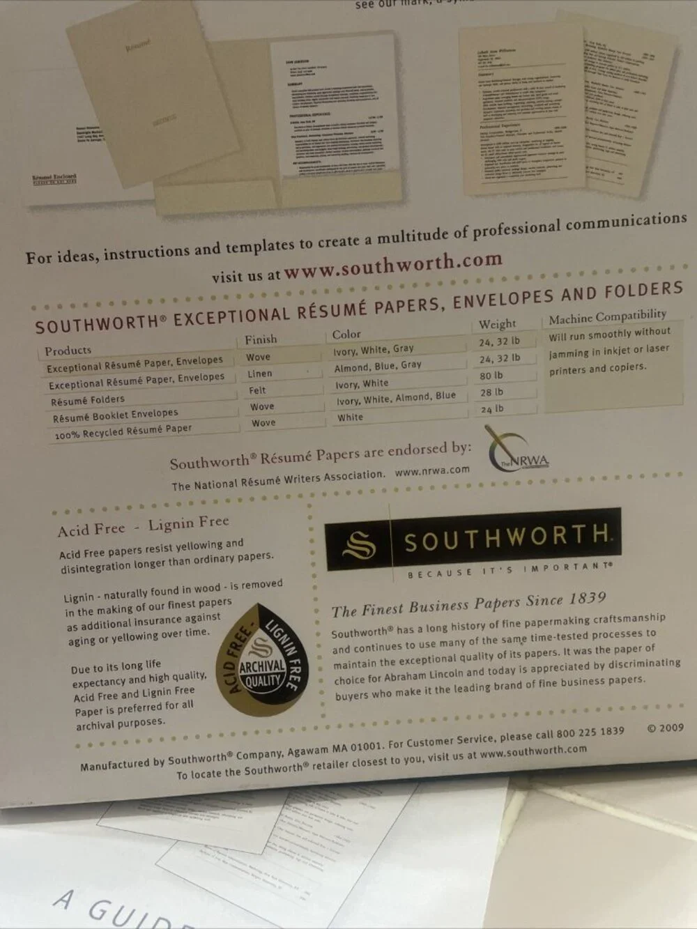 Southworth (47) Connoisseur Resume Paper Ivory Cotton 8.5x11 24lb Used Vintage